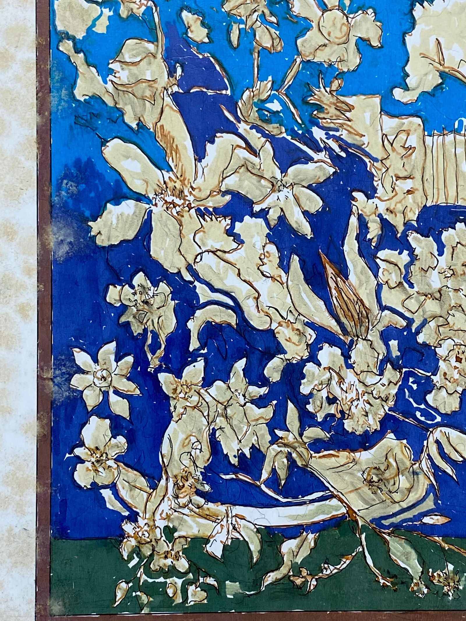 1950's French Modernist/ Cubist Painting - Blue & Green Abstract - 17