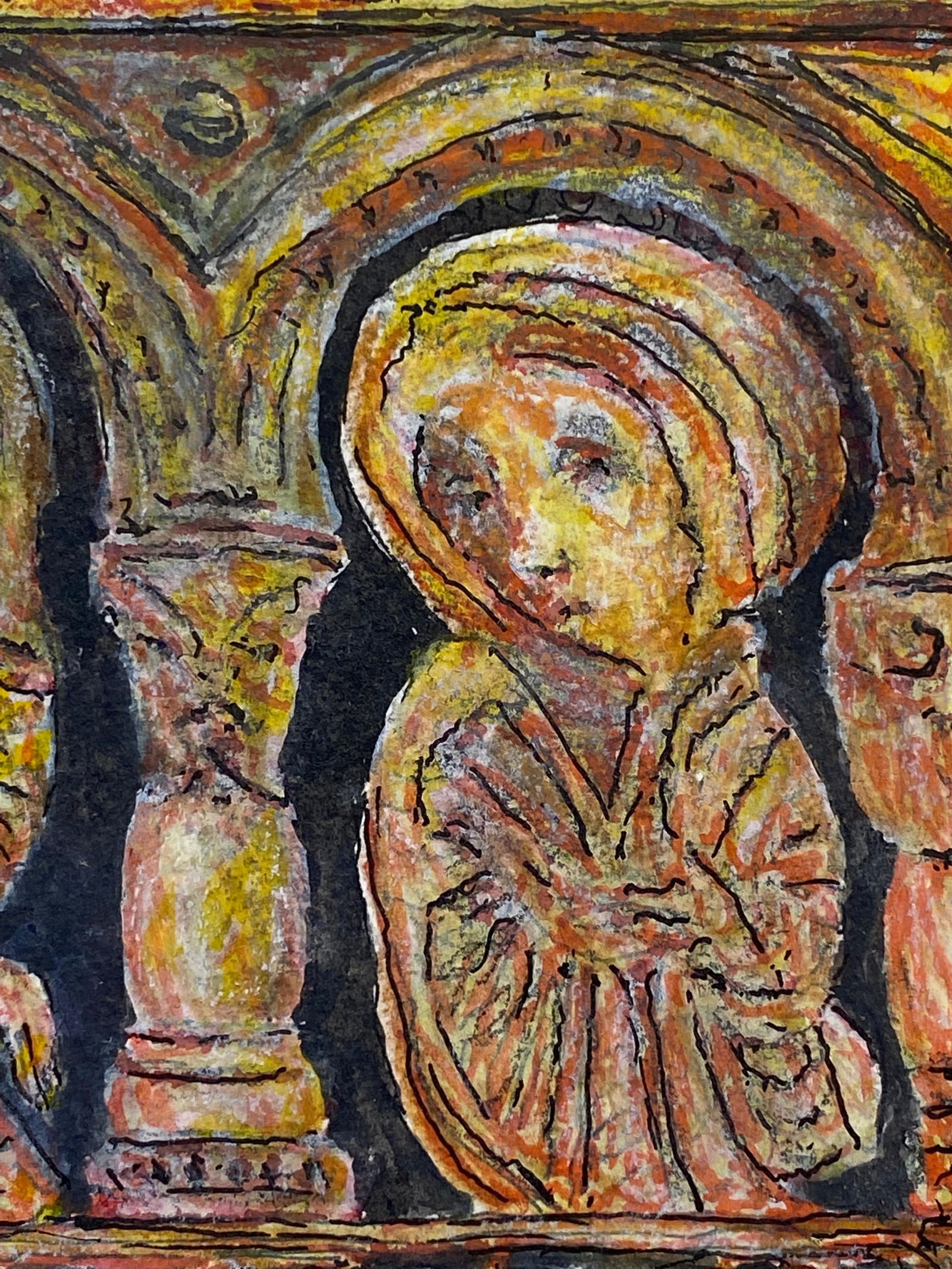 1950's French Modernist / Cubist Painting, Two Figures in Historic Landscape, 1950 - 20