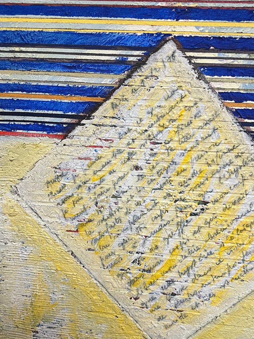 Gilbert Pelissier; French 20th Century Vibrant Geometric Letter and Stripe Abstract - 9