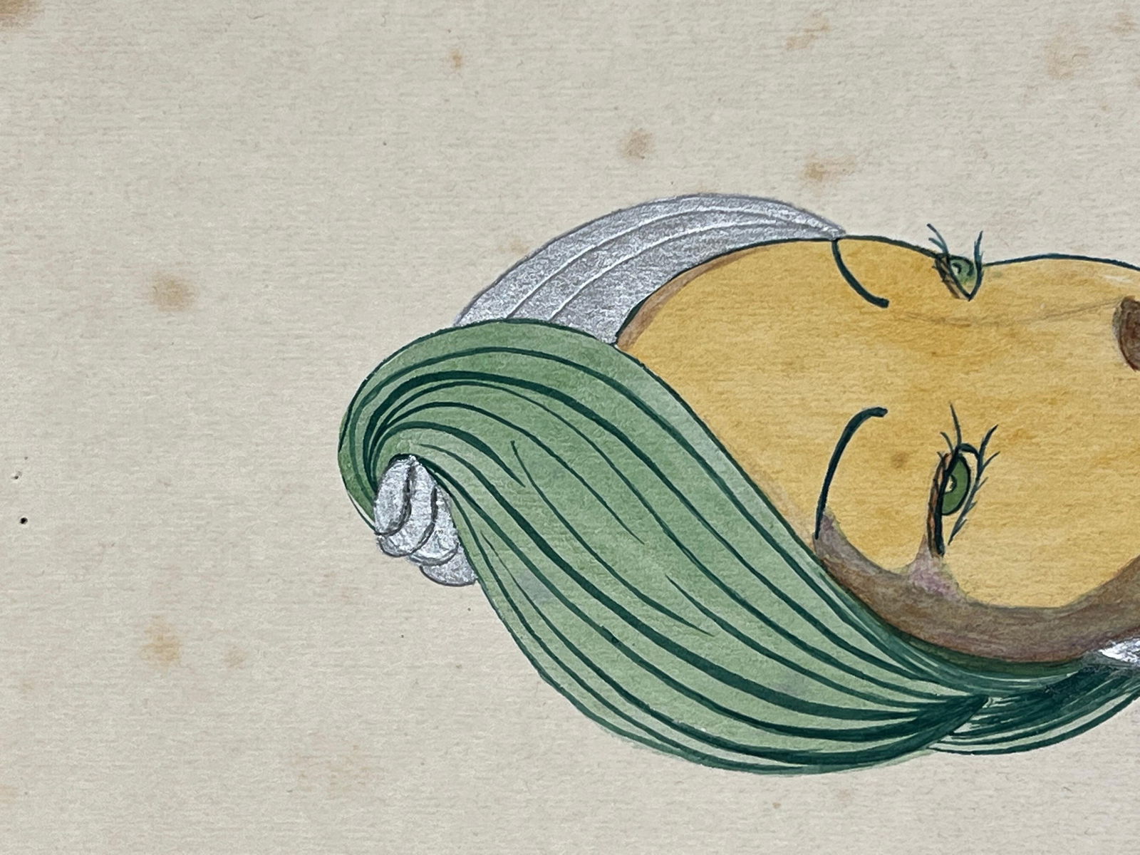 1940's Fashion Illustration, Lady in Beautiful Green Head Scarf, circa 1940s - 17