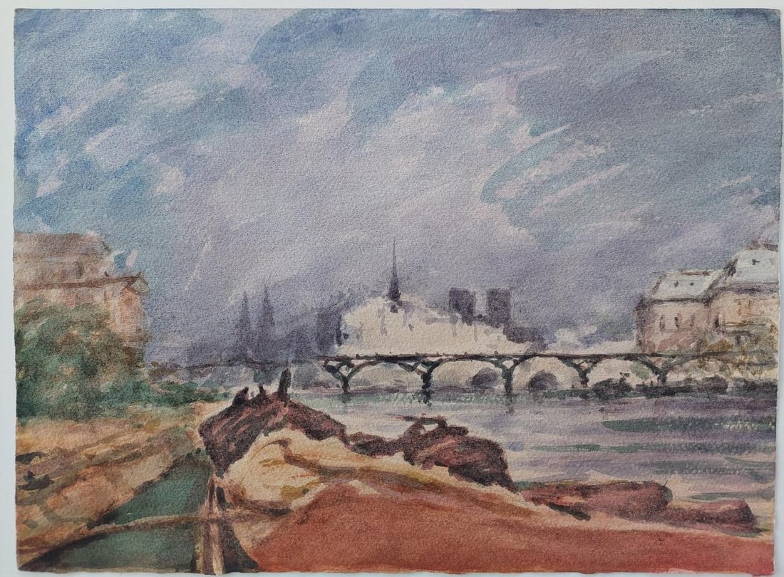 French Modernist Cubist Painting River Seine Paris, 20th Century - 11