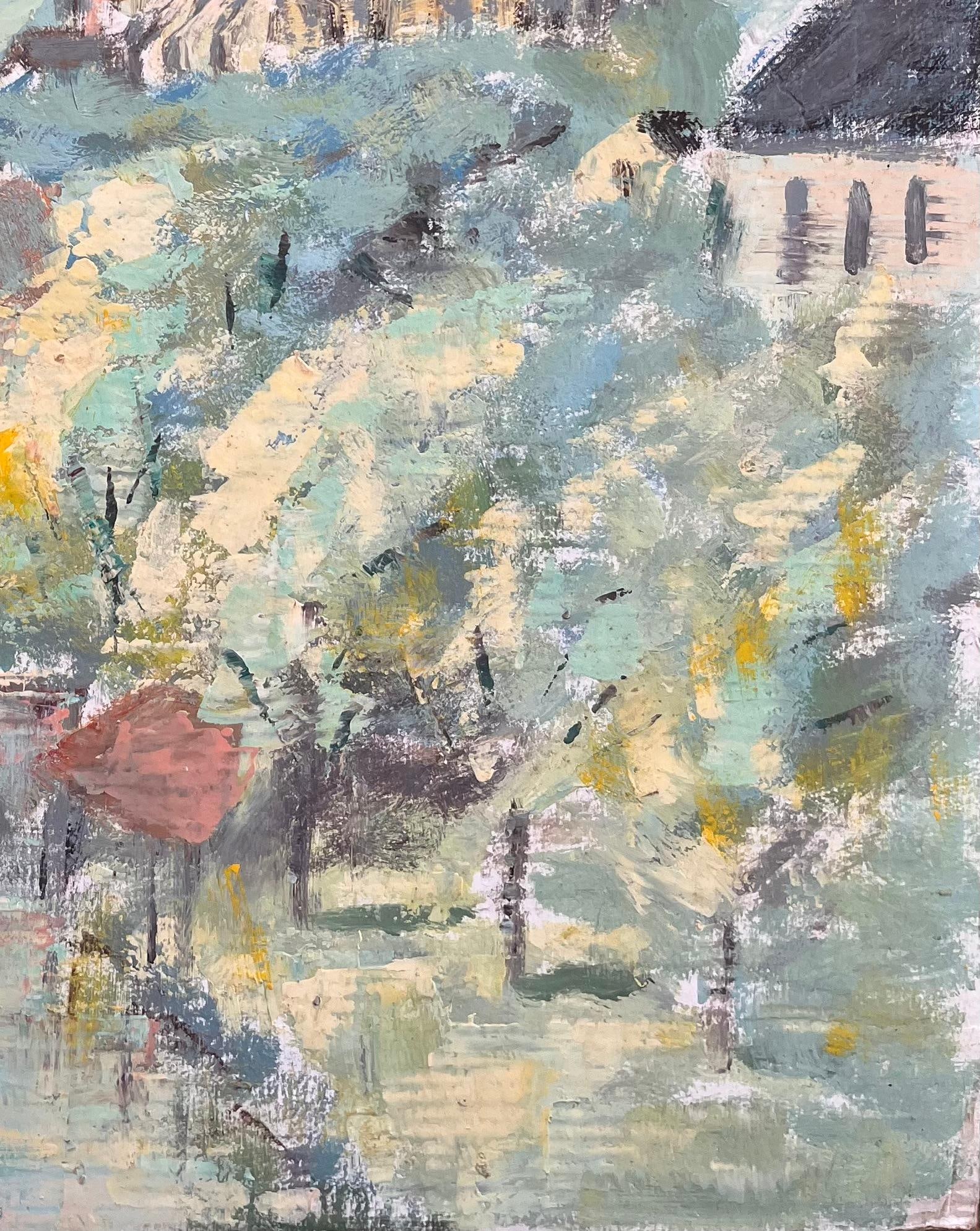 Fanch Lel; Impressionist View of Hilltop Cathedral and Bridge and Riverside Village - 7