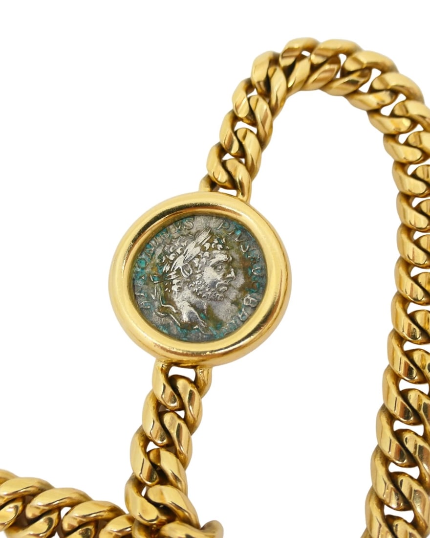Bvlgari Bulgari Monete Gold Chain Necklace Eight Ancient Roman Coins - 8