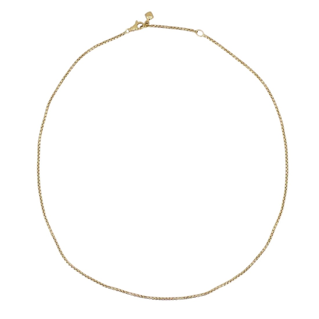 David Yurman 18k Yellow Gold Box Chain Adjustable Necklace: Title: David Yurman 18k Yellow Gold Box Chain Adjustable Necklace Description: This David Yurman box chain necklace is crafted in rich 18k yellow gold and speaks to the brand’s refined approach