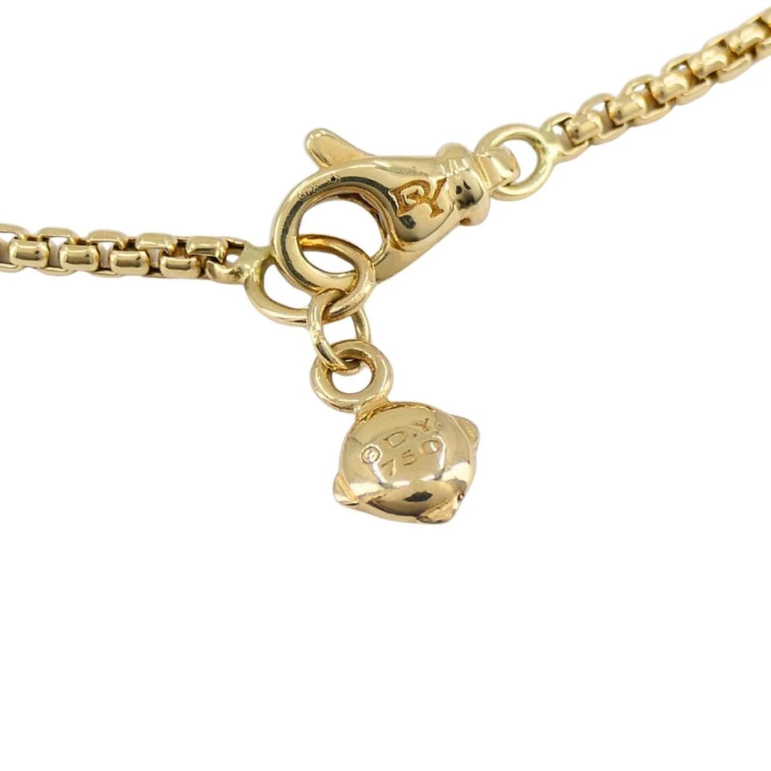 David Yurman 18k Yellow Gold Box Chain Adjustable Necklace - 7