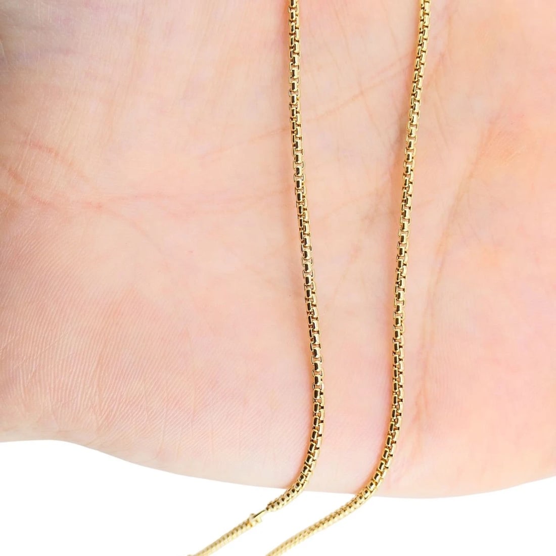 David Yurman 18k Yellow Gold Box Chain Adjustable Necklace - 9