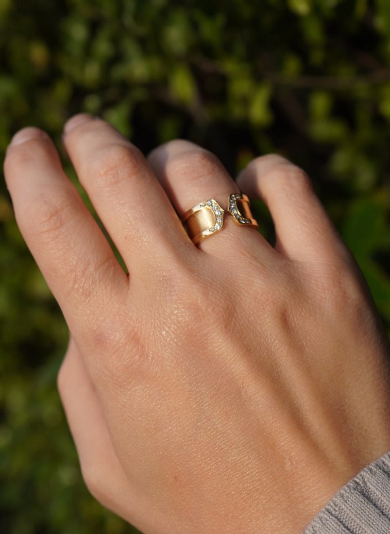 Cartier C de Cartier 18k Yellow Gold Diamond Band Ring - 3