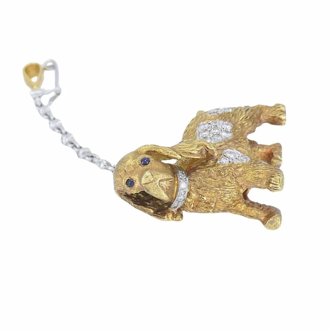 Vintage Asprey London 18k Gold Diamond Sapphire Cocker Spaniel Dog Brooch - 5