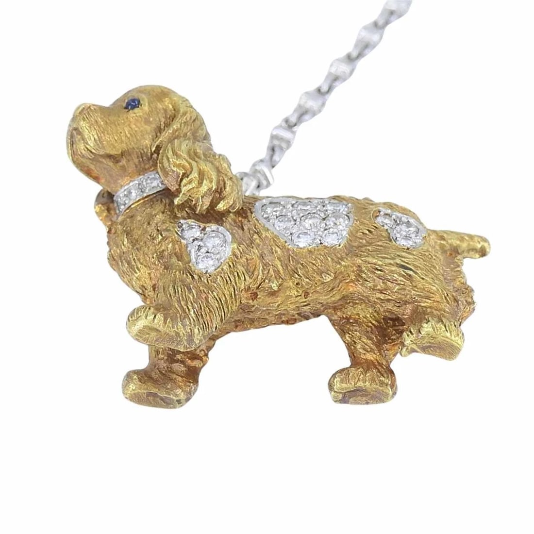 Vintage Asprey London 18k Gold Diamond Sapphire Cocker Spaniel Dog Brooch - 8