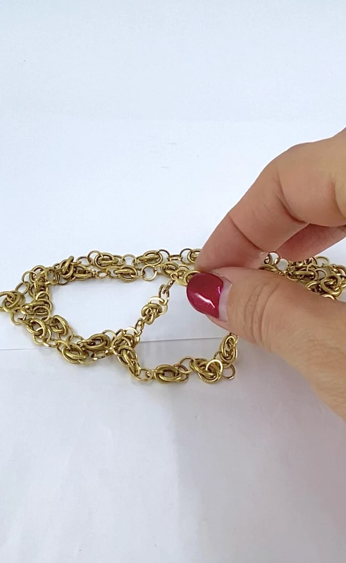 Vintage Italian 14k Textured Link Long Chain Necklace - 2