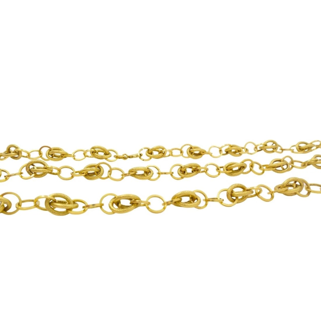 Vintage Italian 14k Textured Link Long Chain Necklace - 6