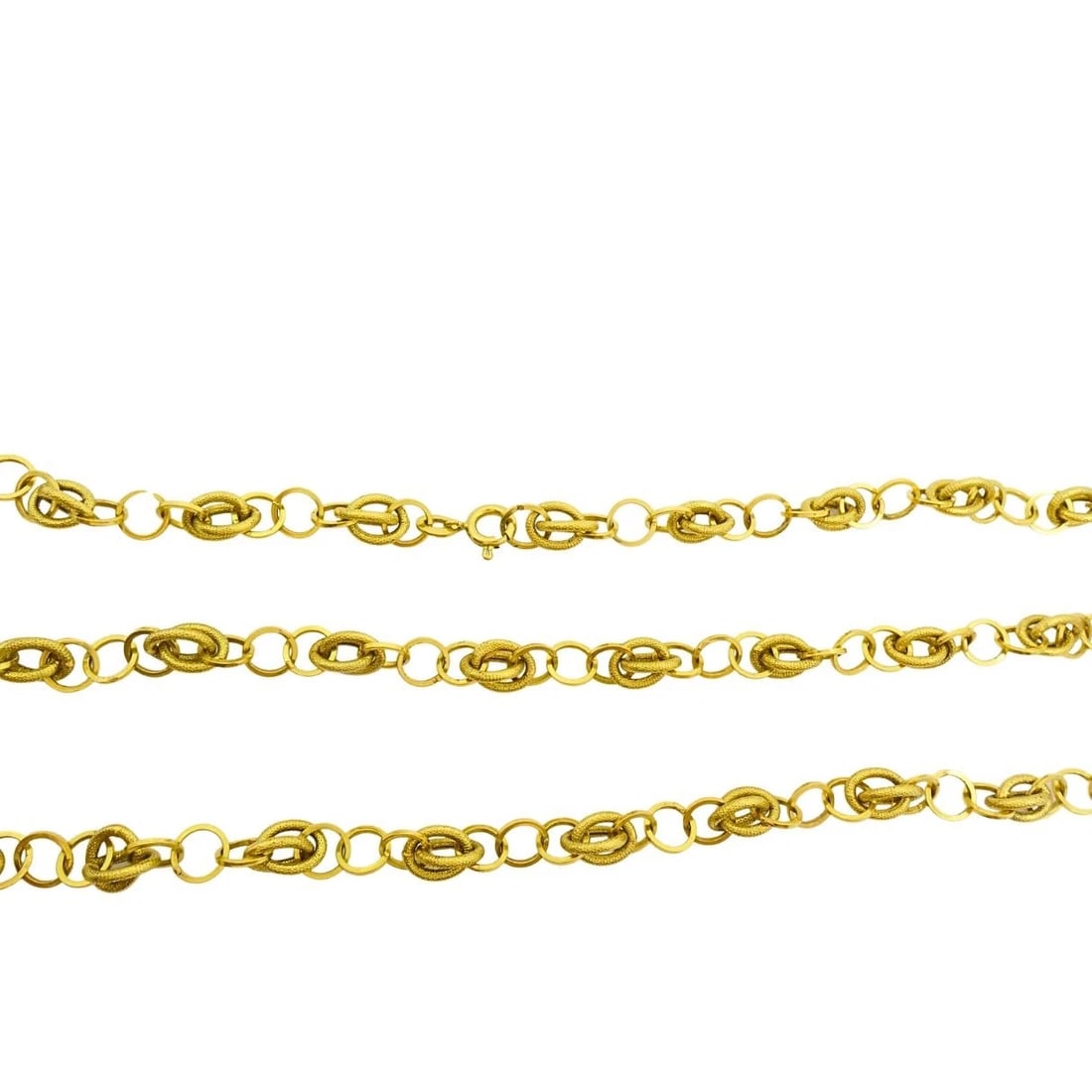 Vintage Italian 14k Textured Link Long Chain Necklace - 7