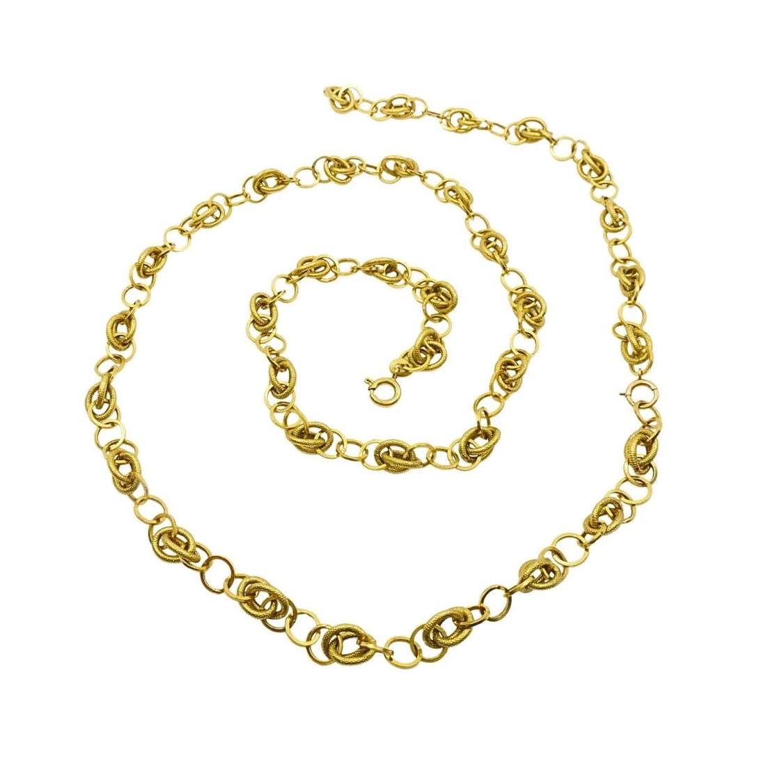 Vintage Italian 14k Textured Link Long Chain Necklace - 8