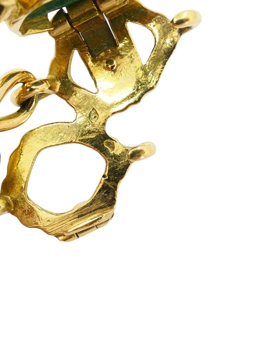 Vintage Malachite Bracelet French Marks 18k Gold - 12