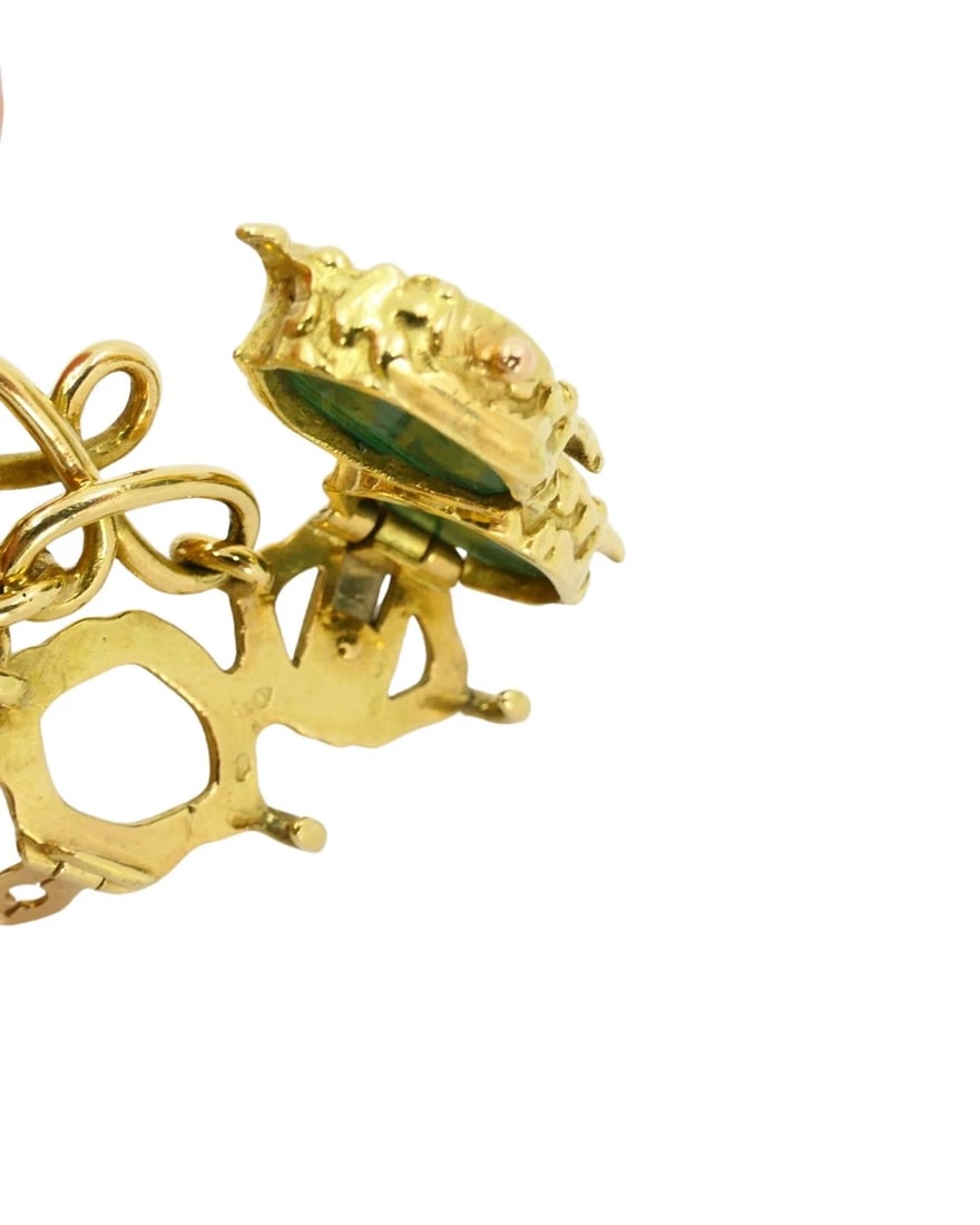 Vintage Malachite Bracelet French Marks 18k Gold - 6