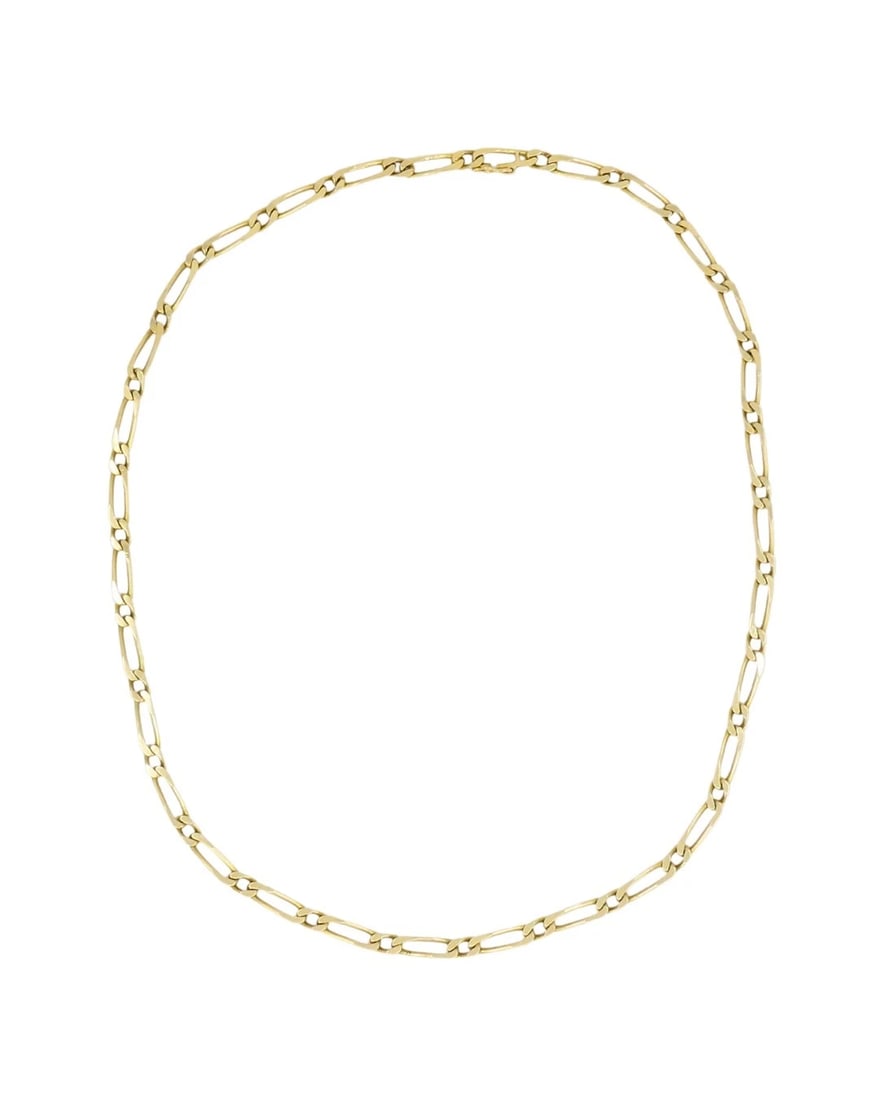 Vintage Chain Necklace French 18k Gold Figaro Link - 4