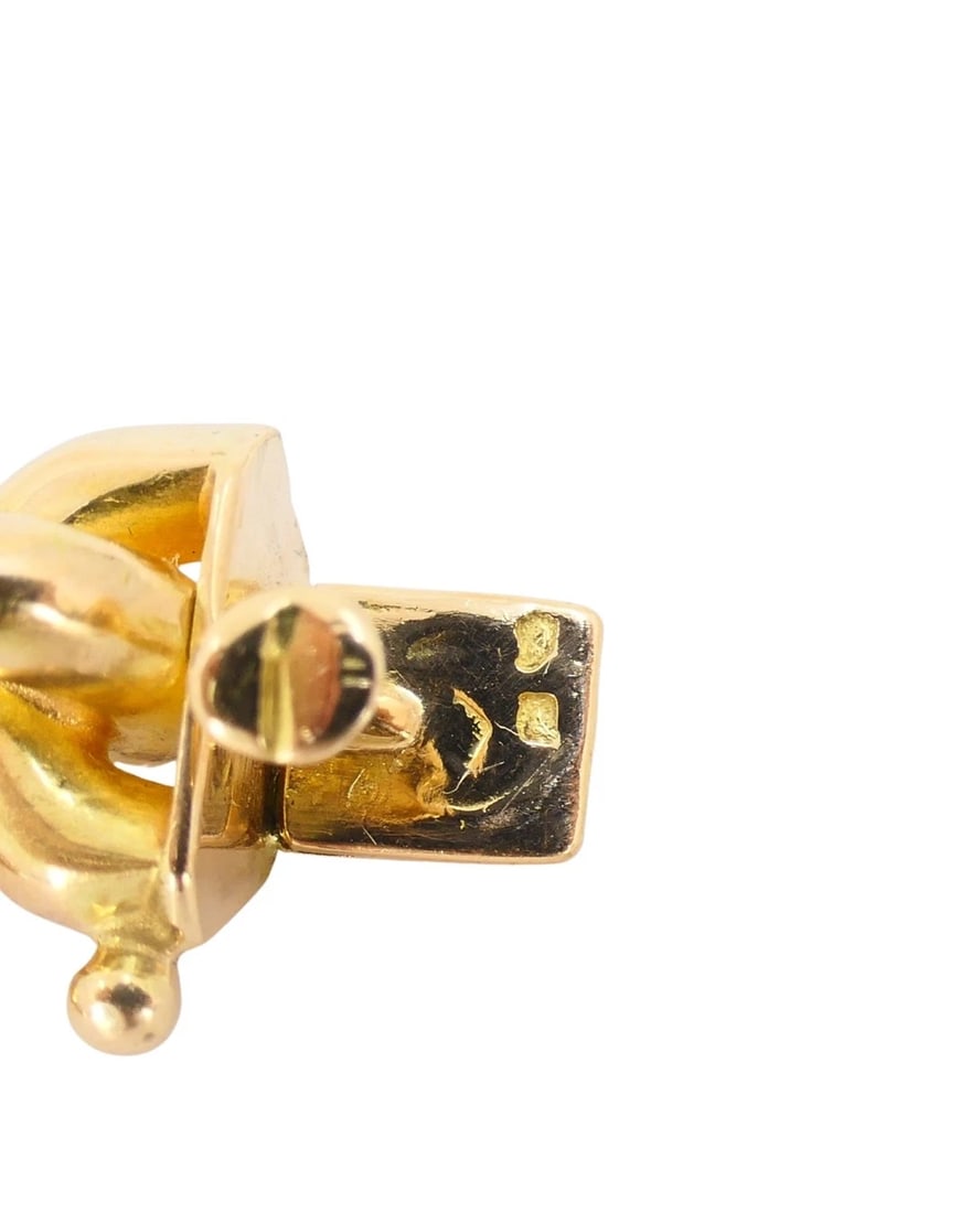 Vintage French Gold Chain Bracelet Rectangular Link - 8