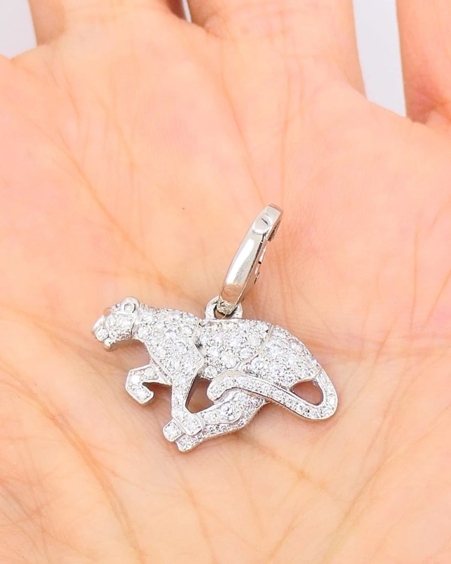 Vintage Cartier Panthere Collar Necklace Diamond Charm - 2