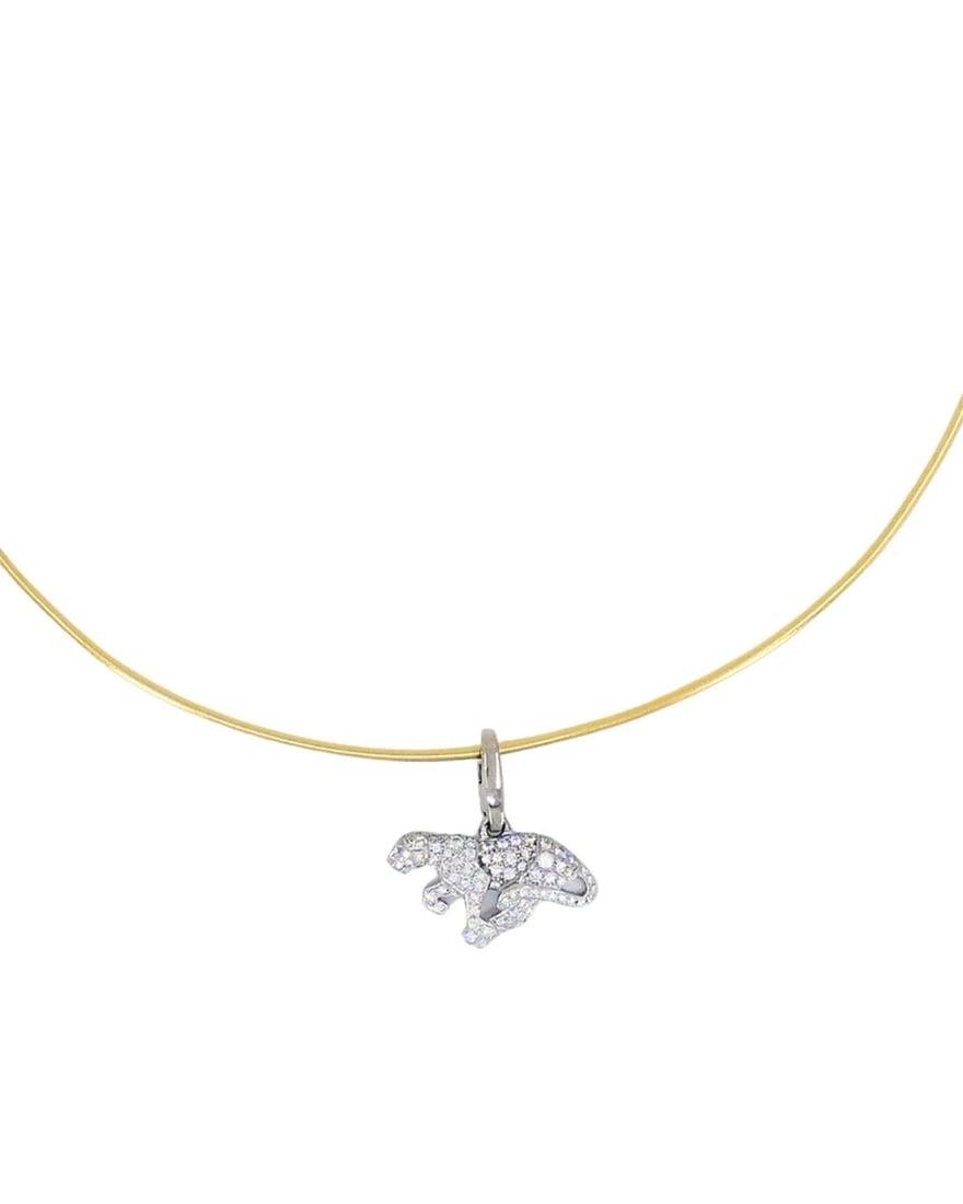 Vintage Cartier Panthere Collar Necklace Diamond Charm - 4