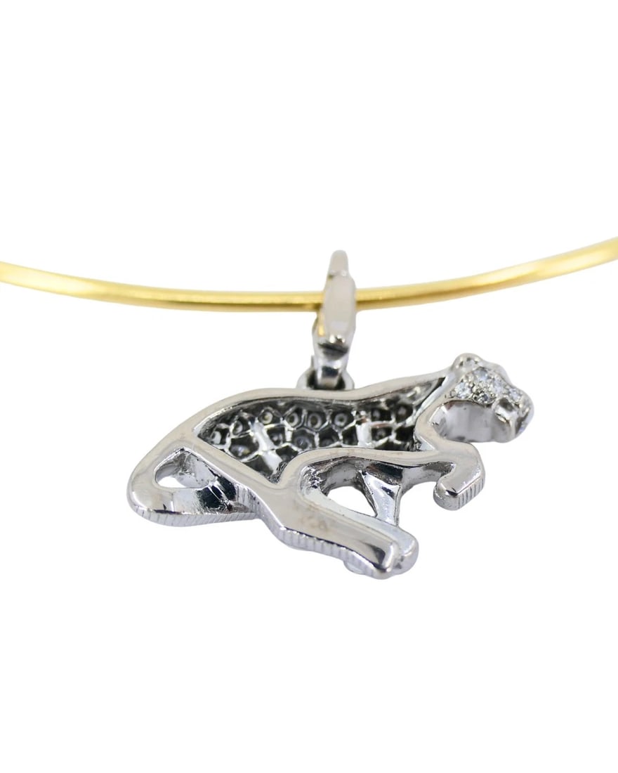 Vintage Cartier Panthere Collar Necklace Diamond Charm - 9