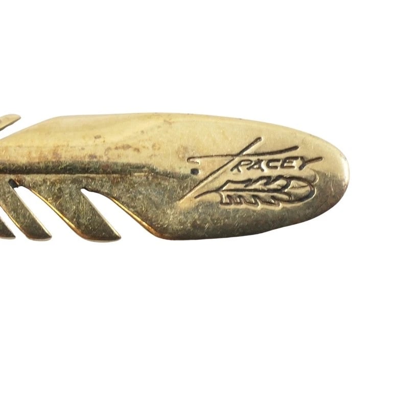 Ray Tracey 14k Gold Navajo Feather Drop Earrings Coral Beads - 11