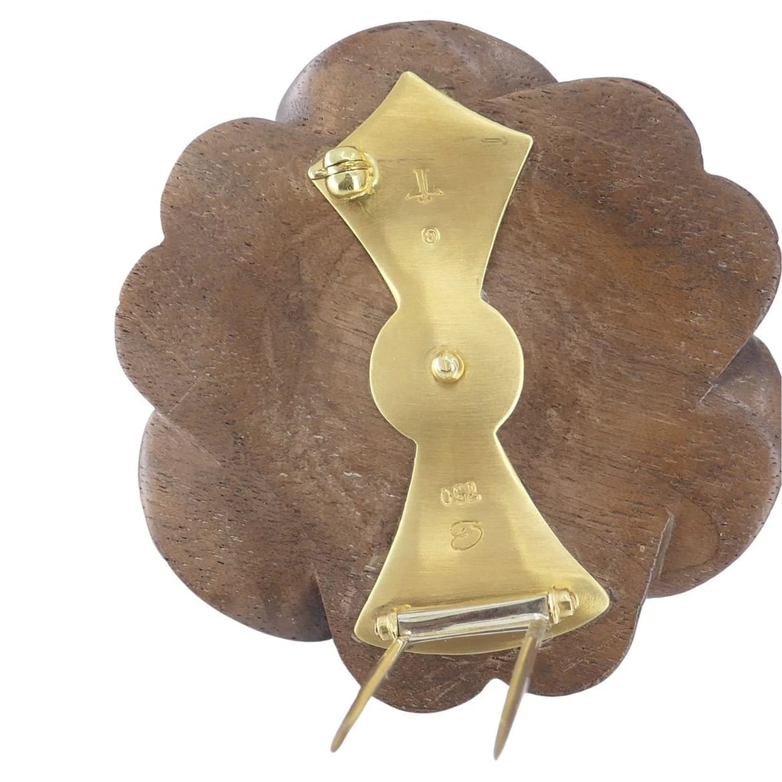 Bettina Gabetti for Trianon Flower Brooch 18k Gold Carved Wood Carnelian Citrine - 10