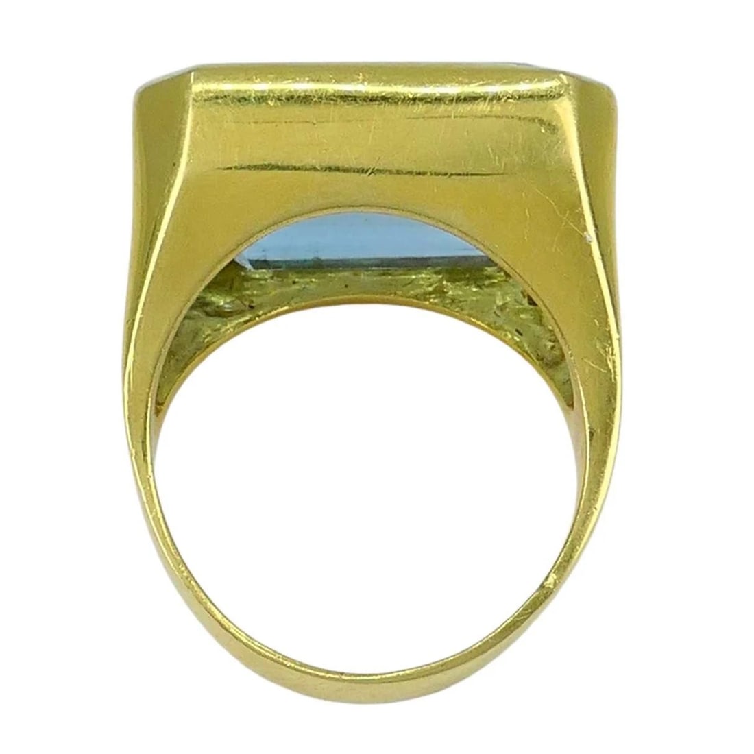 Vintage Aquamarine 18k Yellow Gold Cocktail Ring, Circa 1970s, size 9.25 - 11