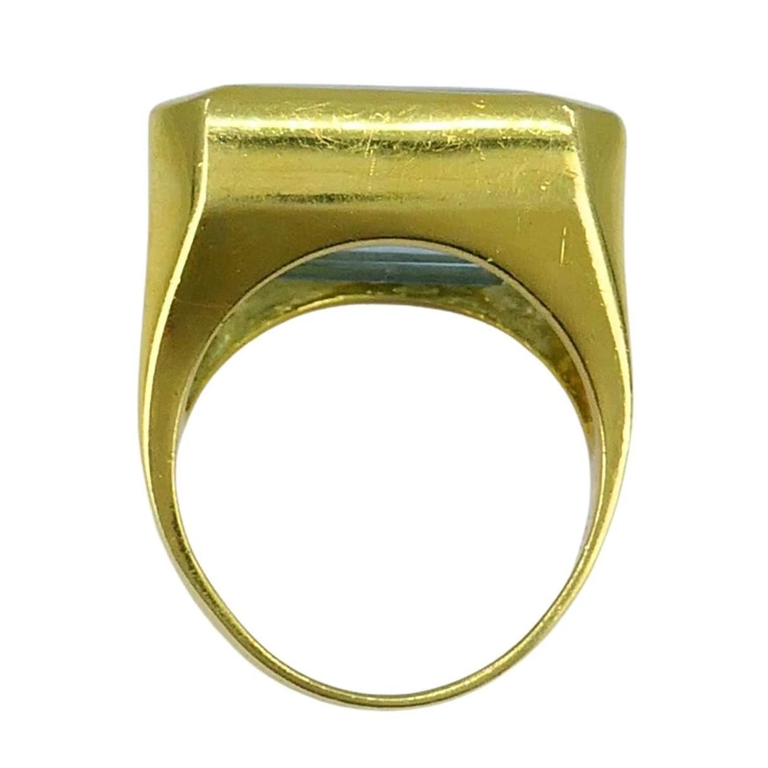 Vintage Aquamarine 18k Yellow Gold Cocktail Ring, Circa 1970s, size 9.25 - 12