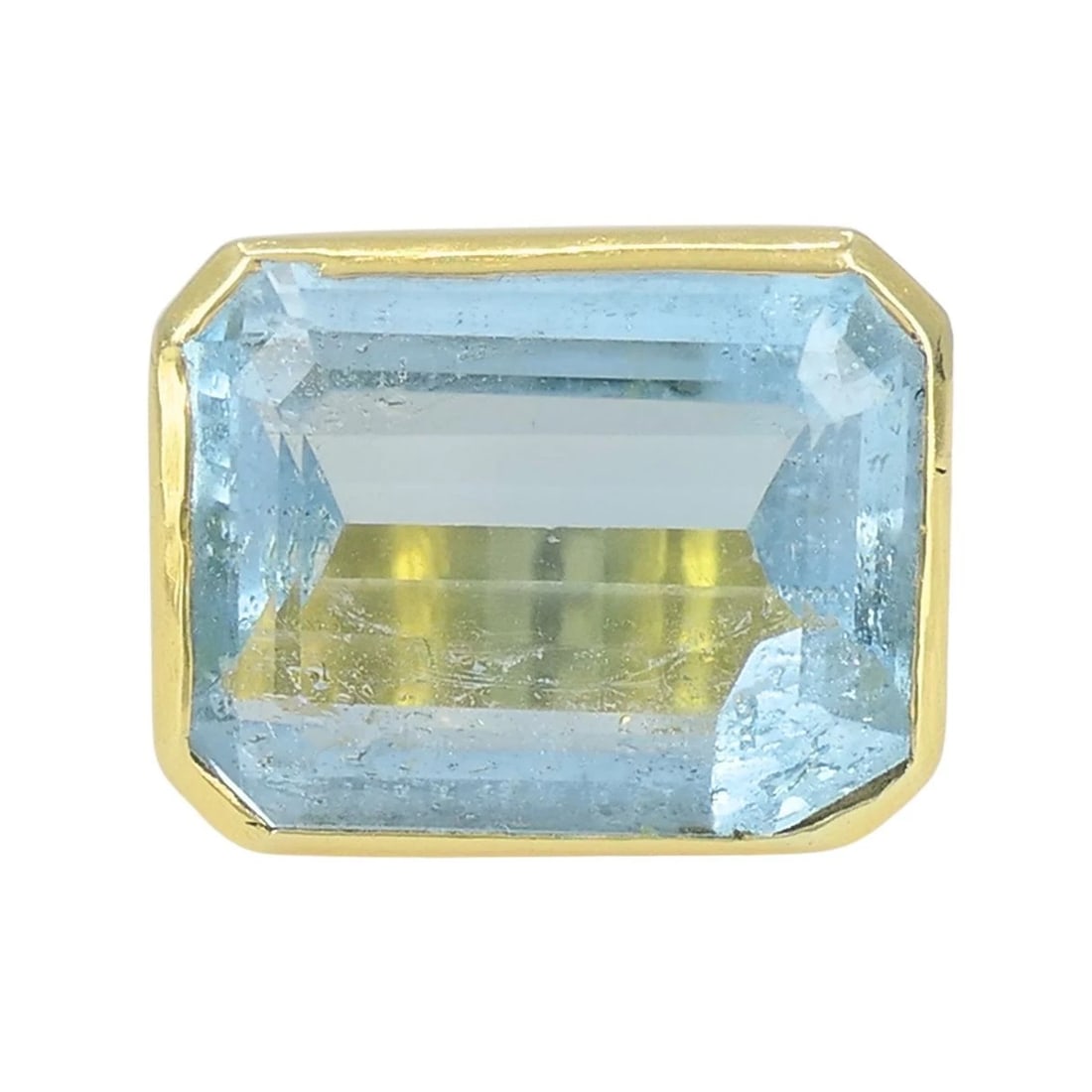 Vintage Aquamarine 18k Yellow Gold Cocktail Ring, Circa 1970s, size 9.25 - 4