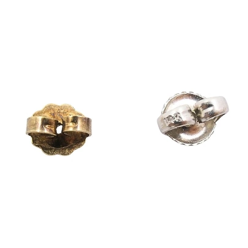 Vintage 14k Diamond Pavé Dome Stud Earrings Rope Edge - 12