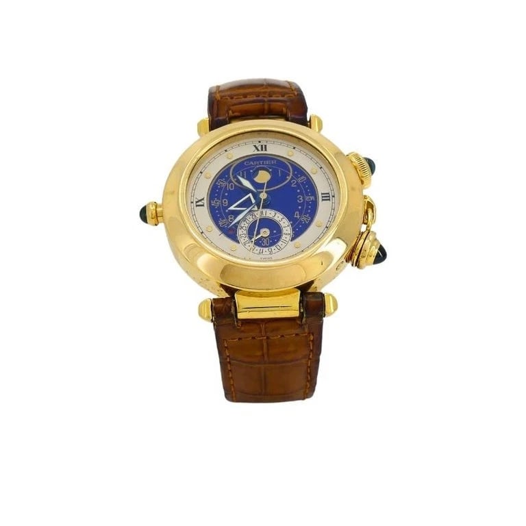 Cartier Pasha Alarm Moonphase Wristwatch 18k Gold c. 1987 - 3