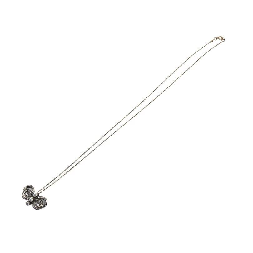 Edwardian Style 10k Gold Diamond Bow Pendant Necklace - 4