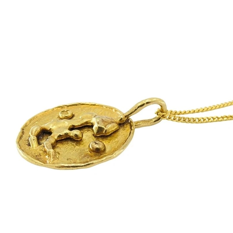 Jean Mahie 22k Gold Sculptural Abstract Pendant, 22k Chain (unbranded) Necklace - 8