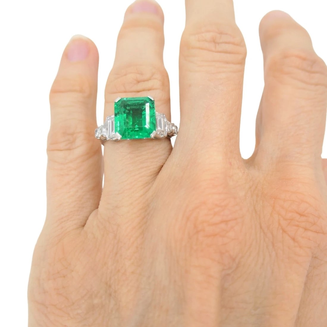 Colombian Emerald Engagement Ring GIA Platinum Diamond - 12