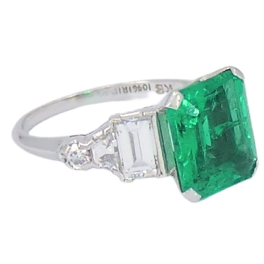 Colombian Emerald Engagement Ring GIA Platinum Diamond - 4