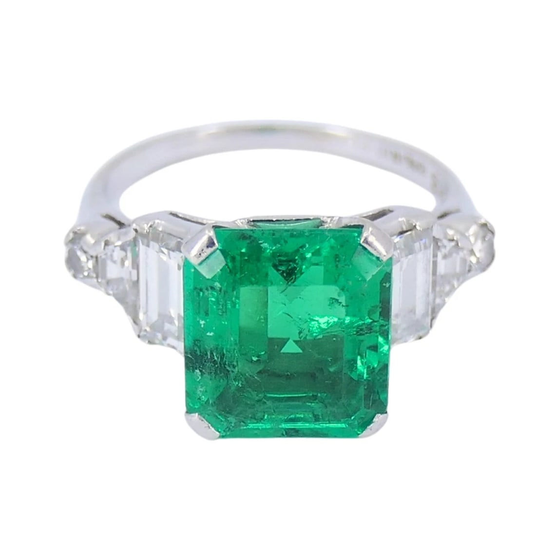 Colombian Emerald Engagement Ring GIA Platinum Diamond - 6