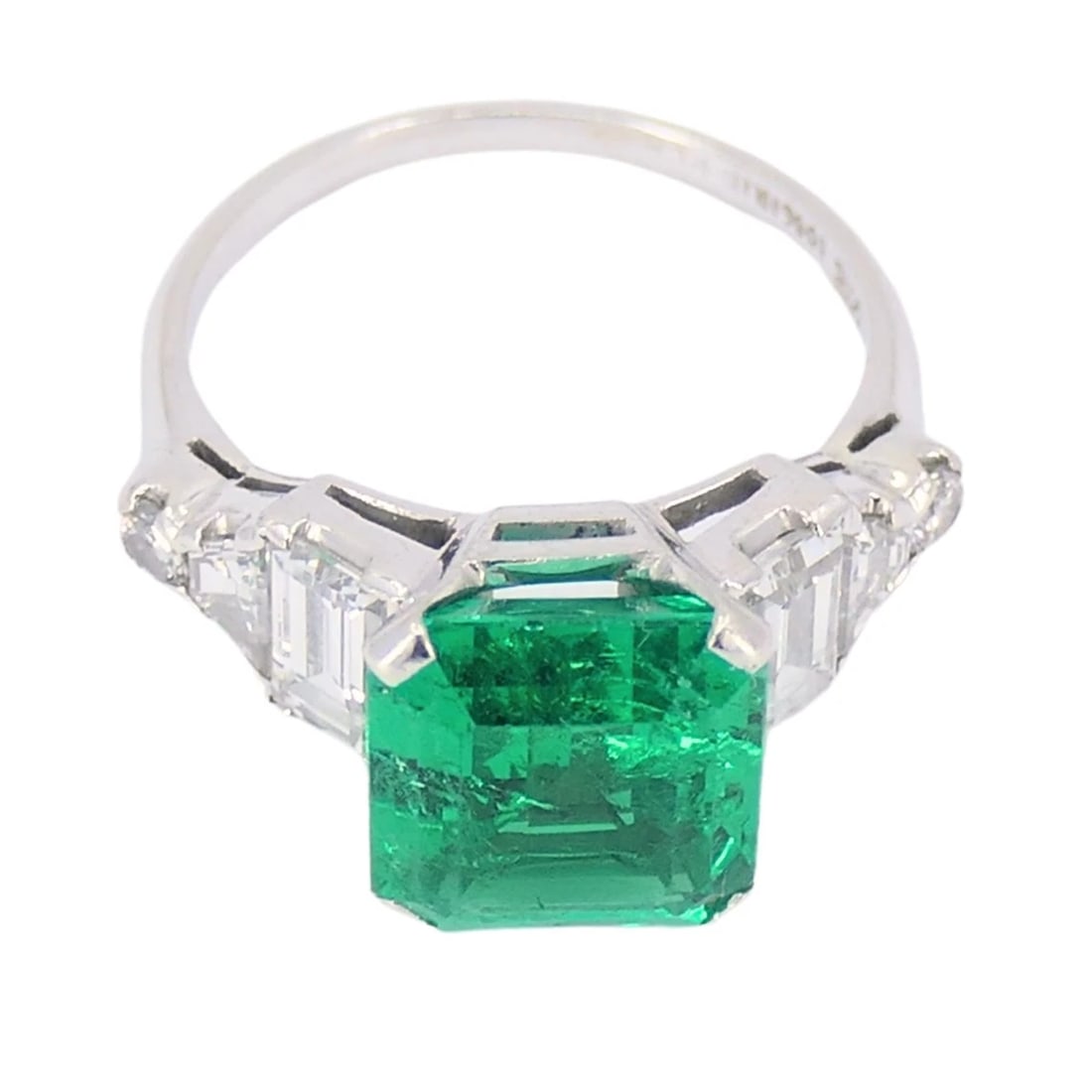 Colombian Emerald Engagement Ring GIA Platinum Diamond - 7