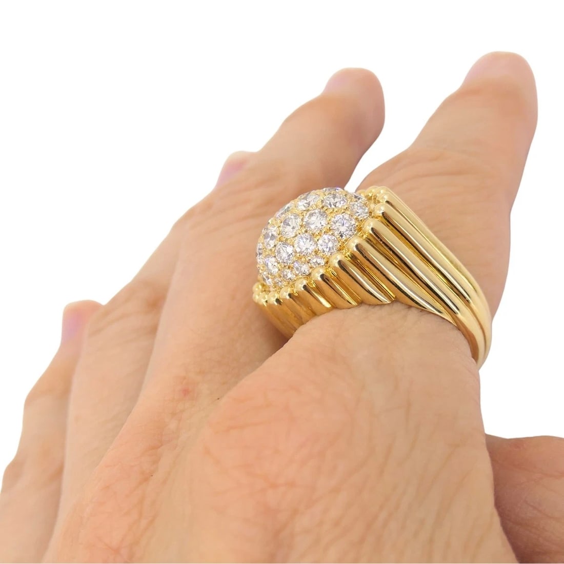 Mikimoto Diamond Ring 18k Gold Cocktail Ring - 13