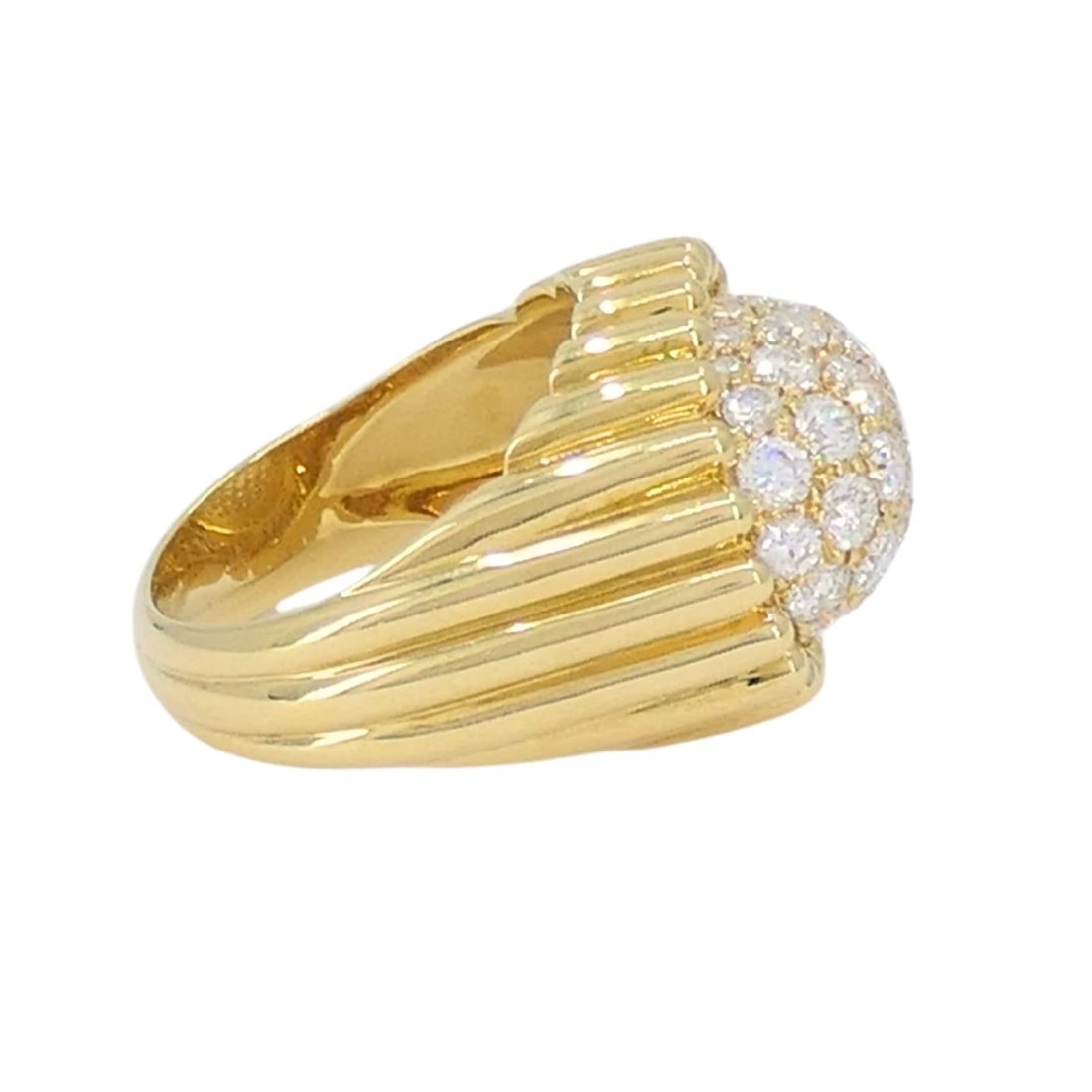 Mikimoto Diamond Ring 18k Gold Cocktail Ring - 4
