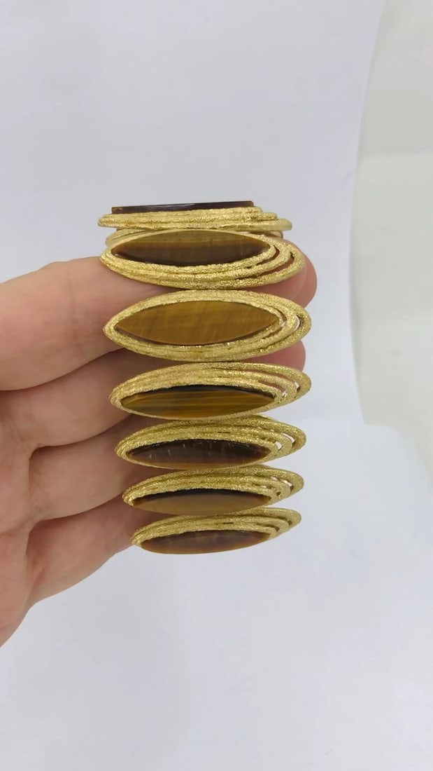 Vintage Kutchinsky Tiger’s Eye Bracelet 18k Gold - 2
