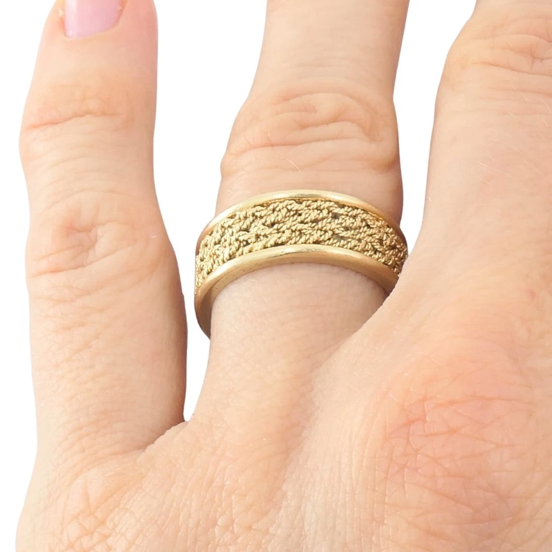 14k Woven Gold Ring Vintage Band Ring - 10