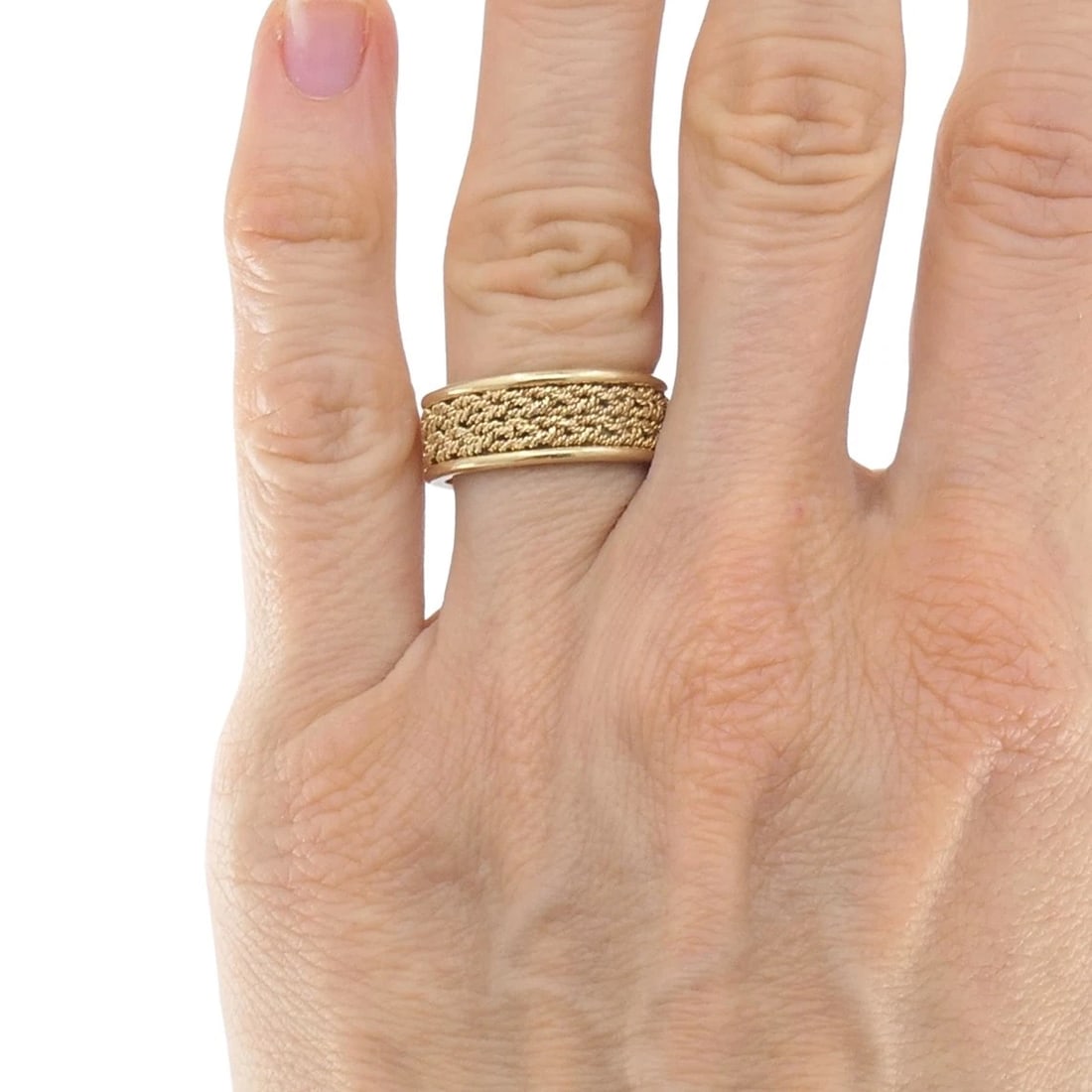 14k Woven Gold Ring Vintage Band Ring - 2
