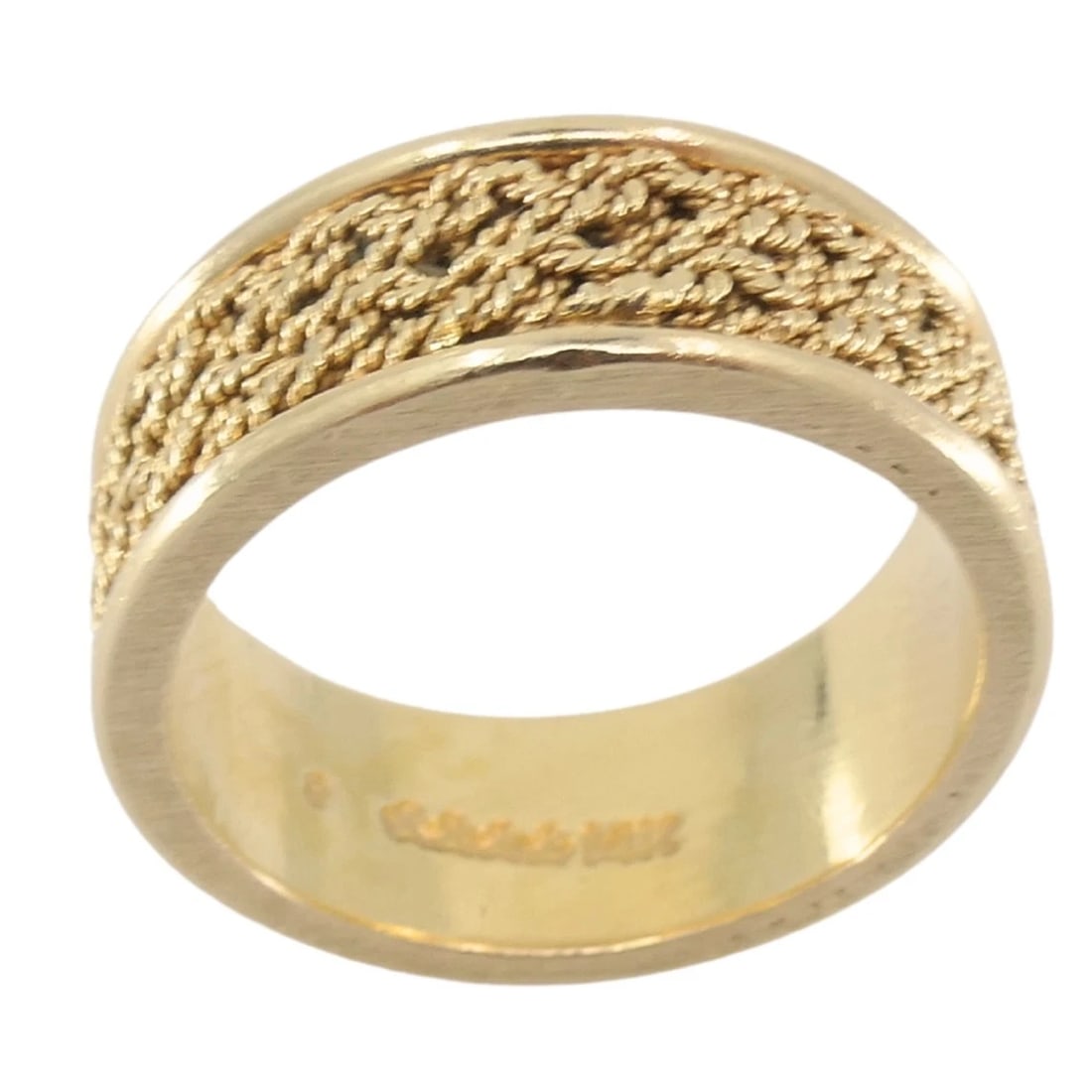 14k Woven Gold Ring Vintage Band Ring - 6