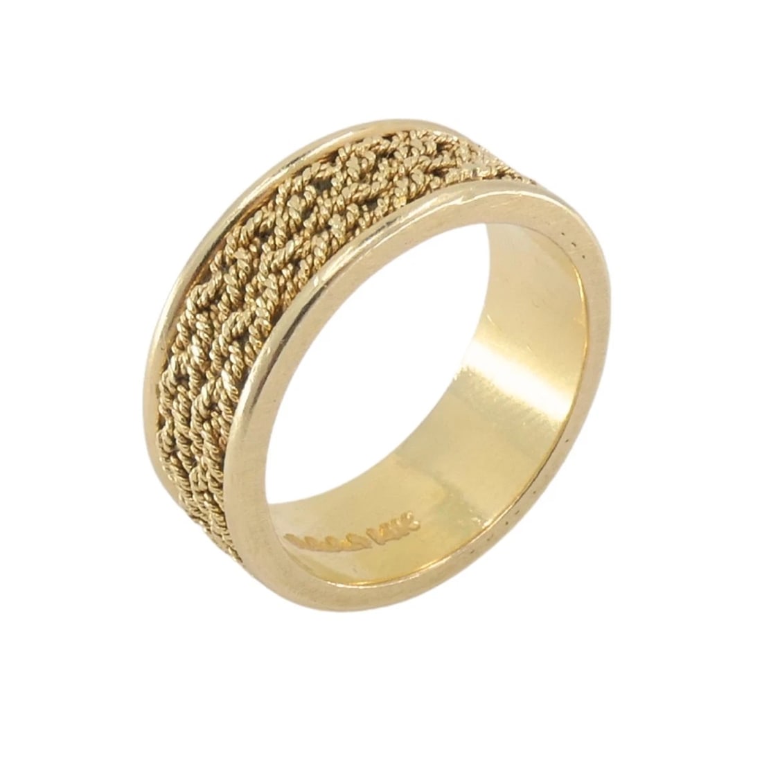 14k Woven Gold Ring Vintage Band Ring - 7