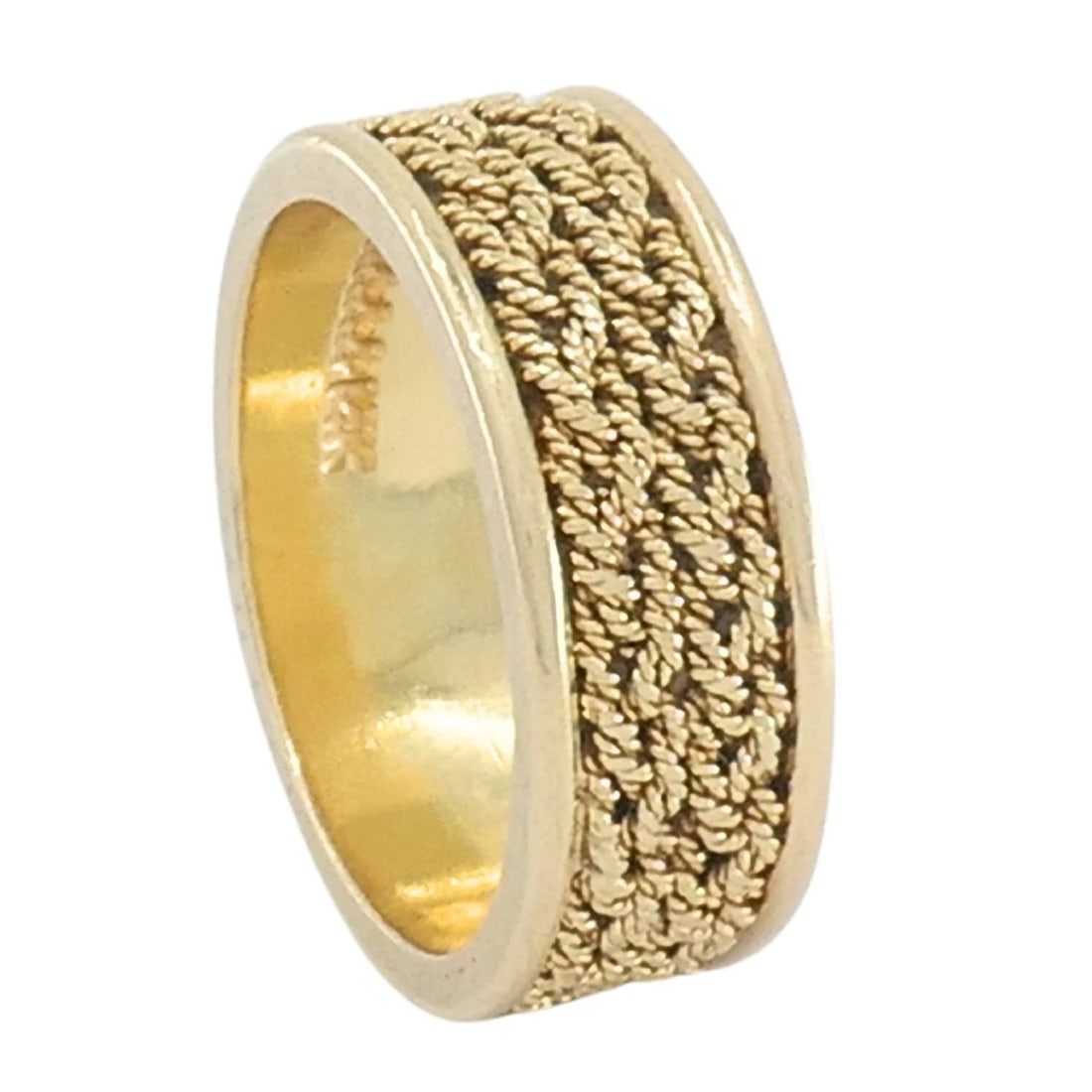 14k Woven Gold Ring Vintage Band Ring - 9