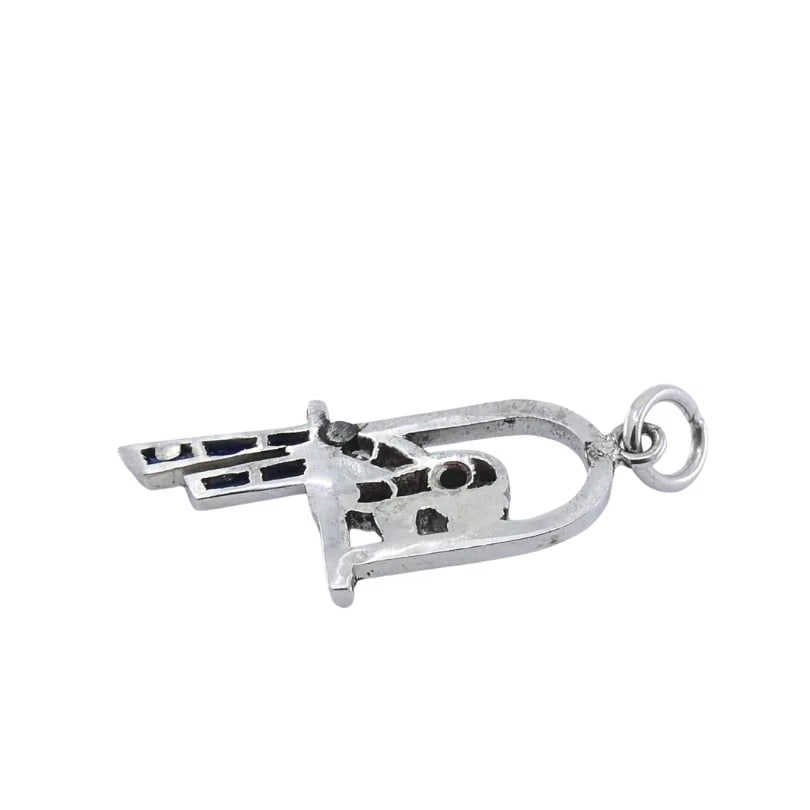 Antique Platinum Parrot Charm Gemstone Diamond Accents - 9