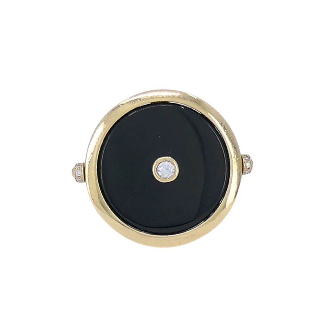Onyx Ring 14k Gold Diamond Disk Shape (1 of 11)