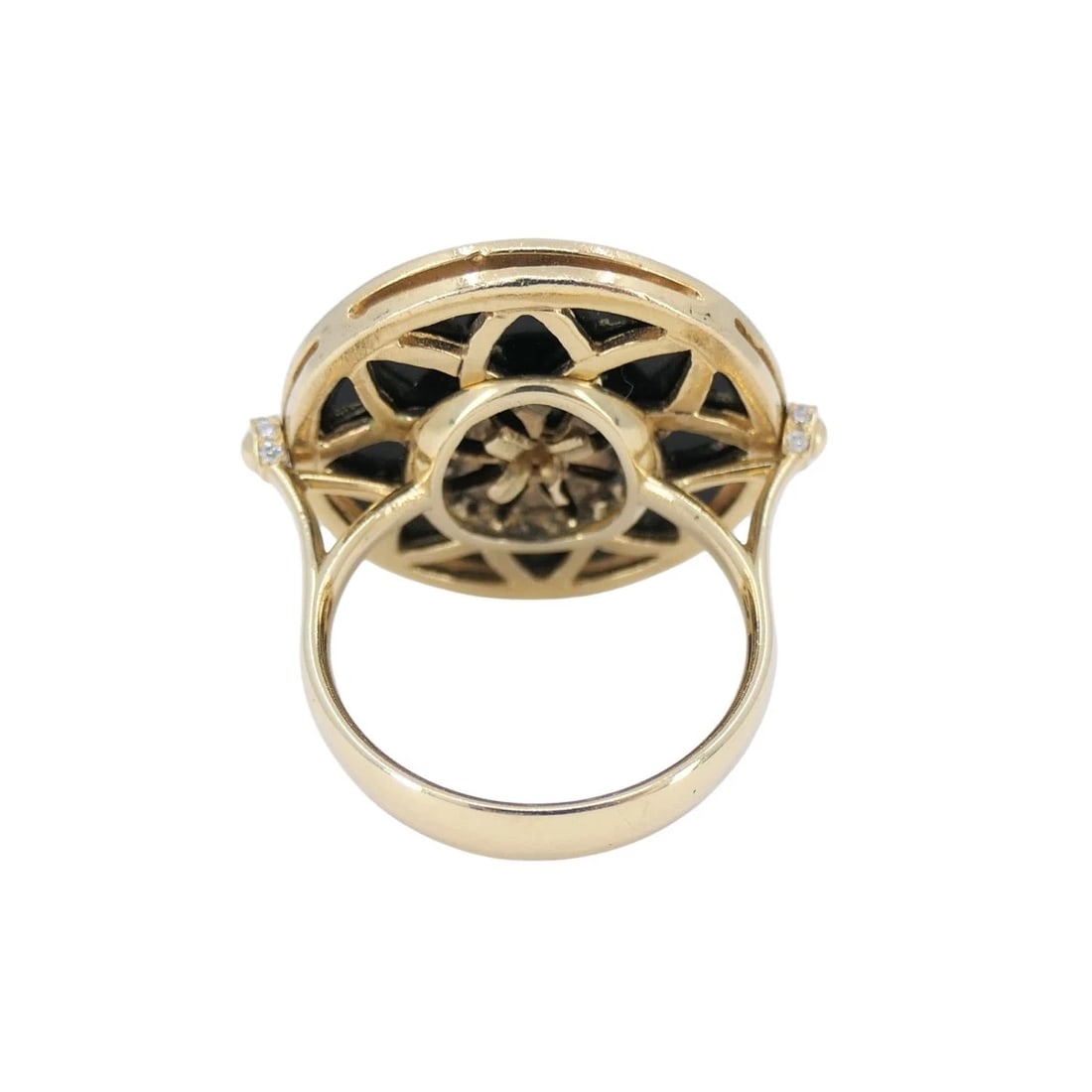 Onyx Ring 14k Gold Diamond Disk Shape - 6
