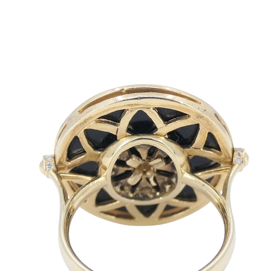 Onyx Ring 14k Gold Diamond Disk Shape - 7
