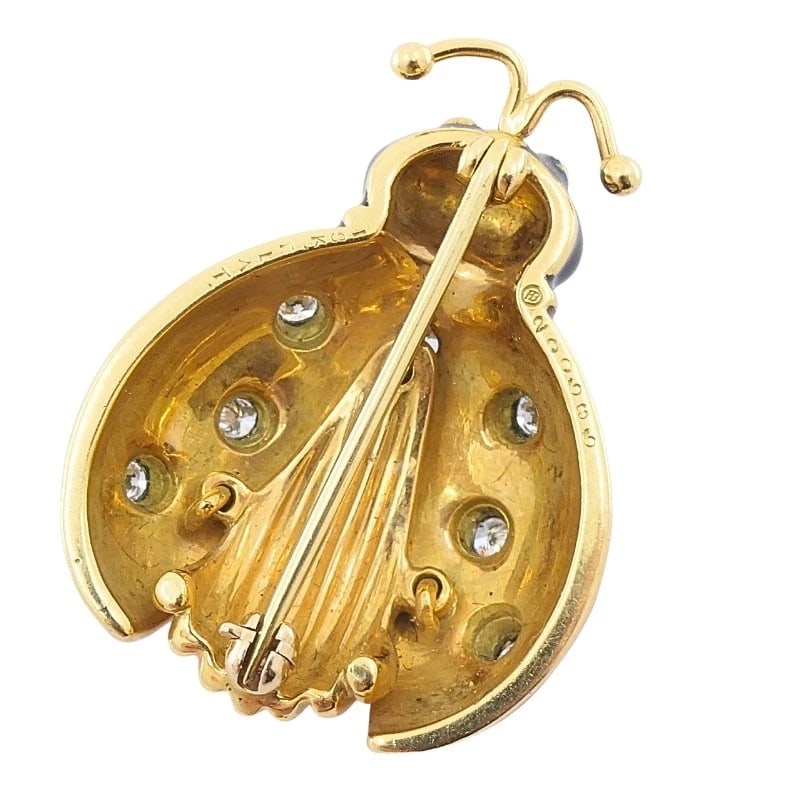 Oscar Heyman 18k Gold Diamond Enamel Ladybug Brooch - 11
